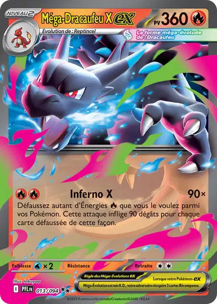 Carte Pokémon Méga-Dracaufeu EX 013/094 – Double Rare EX – Flammes Fantasmagoriques