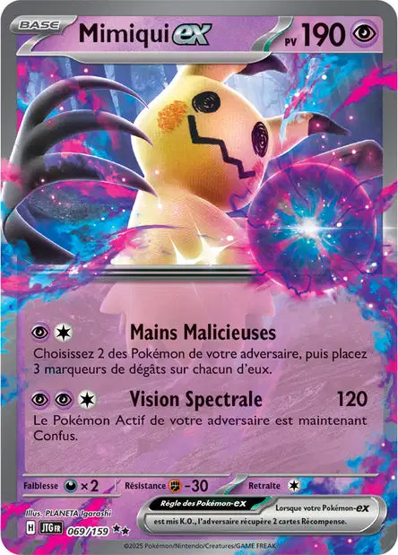 Carte Pokémon Mimiqui ex 069/159 – Aventures Ensemble – Double Rare
